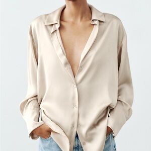 ecru / white satin effect shirt